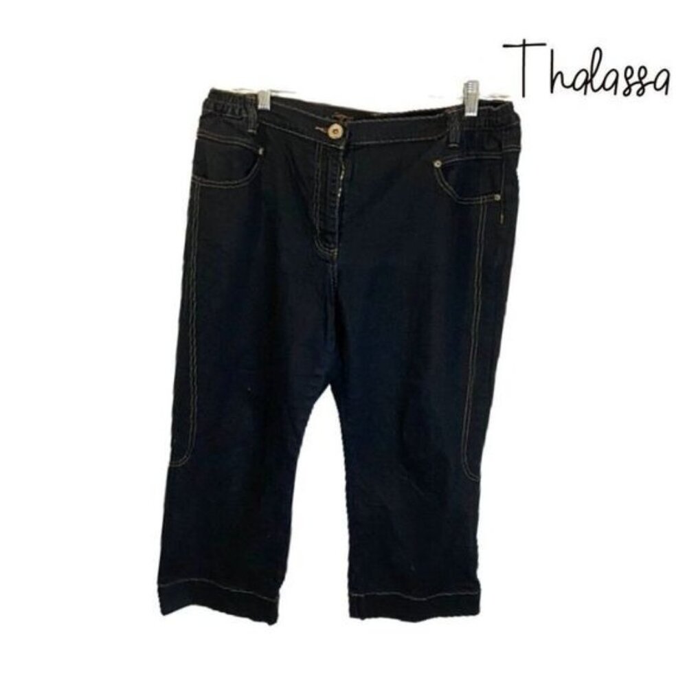 Thalassa Vintage Women's Button Capri‎ Denim Jeans